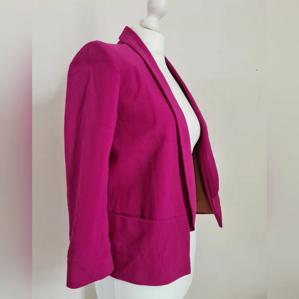 River Island pink blazer jacket size 6 open front edge to edge style 3/4 sleeves - Picture 4 of 9